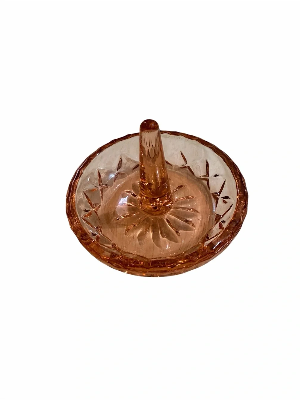 Vintage Pink Depression Glass Ring Holder Jewelry Dish Shabby Chic